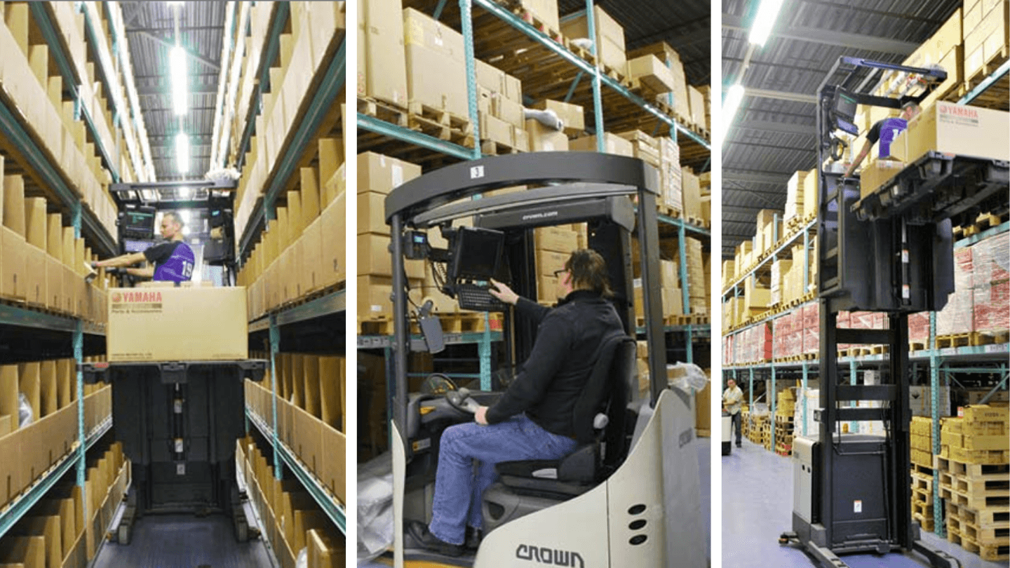 Xe nâng Crown tại kho phân phối Yamaha tại Hà Lan